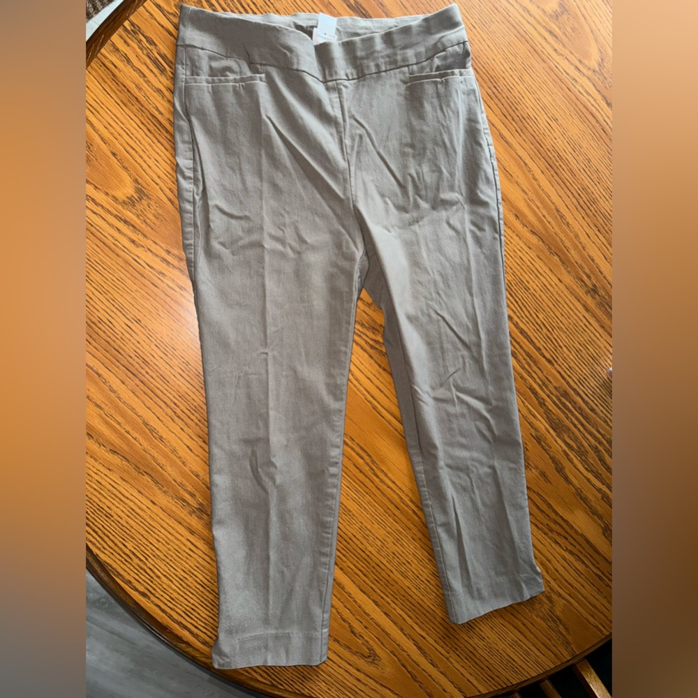 Chico’s slimming slacks with ankle slits brand new